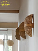 GobekUsa Japanese Wabi-Sabi Ratta Weaving Wall Sconce for Home Decor