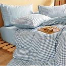 GobekUsa Japanese Grid Print Bed Set in Washed Cotton for Summer Comfort