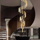 Modern Crystal Stairwell Pendant Light in Iron