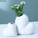 GobekUsa Heart Ceramic Vase Modern Floral Arrangement Desk Decoration Aesthetic Decor