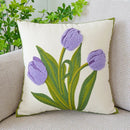 GobekUsa Green Tulip Embroidery Pillowcase 45X45CM - Sofa Bed Office Car Chair Cover
