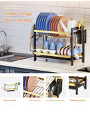GobekUsa 2 Tier Kitchen Dish Rack Drainer Plate Storage Organizer Drainboard