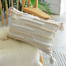 GobekUsa Boho Nordic Tassel Pillow Case - Beige Cotton Linen Cushion Cover