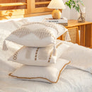 GobekUsa Geometric Tufted Cushion Cover with Handmade Tassels & Patchwork