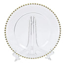 GobekUsa Gold Beads Glass Plate, Large Round Fruit Plate for Stylish Dining