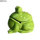GobekUsa Frog Ceramic Ashtray with Lid - Windproof Smoking Accessory