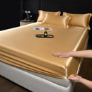 GobekUsa 100% Mulberry Silk Fitted Sheet Set with Pillowcase - Luxury Solid Color Silk Bed Linen