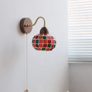 GobekUsa LED Tiffany Style Wall Lights Pull Chain Sconce Colorful Glass Stair Fixture