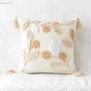 GobekUsa Embroidered Geometric Leaves Pillow Cover Handmade Home Decor 30x50cm/45x45cm
