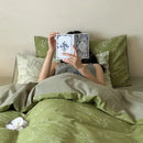 GobekUsa Bamboo Leaf Jacquard Bedding Set: Soft & Comfortable Quilt Set, 100% Cotton, Green, Adult & Kids.