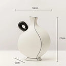GobekUsa Geometric Black Lines Resin Vase - Handcrafted Floral Home Decor