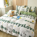 GobekUsa Cute Cat Bear Print Bedding Set - Single Queen, Fashionable Design for Boys & Girls