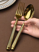 GobekUsa Golden Stainless Steel Flatware Set, 4Pcs Fork Knife Spoon Cutlery Kit.