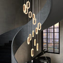 GobekUsa Crystal Rings Chandelier: Staircase Luxury LED Lighting Fixture