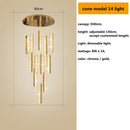 GobekUsa Crystal Lustre Pendant Lights with Dimmable LED, Adjustable Cable - Gold Chrome Steel