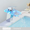 GobekUsa LED Waterfall Basin Faucet - Color Changing, Single Handle, Deck Mounted.