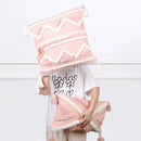GobekUsa Boho Pink Geometric Tufted Tassel Pillow Covers 30x100cm - Decorative Double Pillows