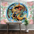 GobekUsa Golden Dragon Totem Carving Tapestry: Mysterious Psychedelic Wall Hanging