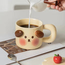 GobekUsa Animal Ceramic Mug Set: Pig Dog Design, Lid, Spoon, Saucer - Breakfast Coffee Cup