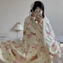 GobekUsa Cartoon Lamb Wool Blanket - Thick, Printed Coral Fleece Sofa Cover