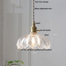 GobekUsa Amber Glass Walnut Wood LED Pendant Lamp with Copper Knob Switch