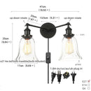 GobekUsa Black LED Wall Sconce 2-Head Lamp for Bedroom Bathroom Mirror