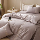 GobekUsa Elegant Lily of the Valley Embroidery Brown Cotton Bedding Set
