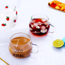 GobekUsa Cute Letter Glass Mug, 380ml: Strawberry Tea Coffee Cup, Breakfast Milk Drinkware