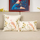 GobekUsa Bird Embroidered Cotton Cushion Cover 45x45cm Square Floral Pillow Case