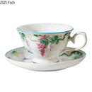 GobekUsa Green Vine Flower Porcelain Coffee Mug Set for Dining and Tea