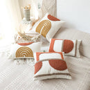 GobekUsa Gematric Tufted Burnt Orange Half Circle Cushion Cover for Living Room