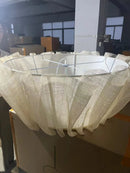 GobekUsa Creamy White Fabric Pendant Light for Dining Room, Handmade Nordic Minimalism Design
