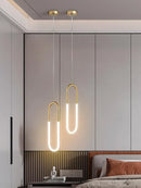 GobekUsa Gold Ring Pendant Lights Warm White LED U Shape Hanging Lamp
