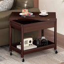 GobekUsa Ash Wood Cart Coffee Table with Folding Desktop Storage
