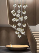 GobekUsa Crystal Modern Chandelier for Living Room Luxury Loft LED Lighting Staircase Chandelier