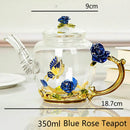 GobekUsa Daisy Enamel Crystal Glass Teapot Set for Hot and Cold Drinks
