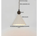 GobekUsa Ceramic LED Pendant Light Fixture - Nordic Modern Wood White Hanging Lamp