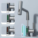 GobekUsa Digital Display Waterfall Basin Faucet with Temperature Control and Lift Sprayer