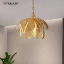 GobekUsa Gold Leaves Chandelier Small Pendant Lighting for Kitchen Island Hallway E27 Socket