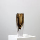 GobekUsa Brown Glazed Glass Vase Hammer Cut Decorative Handicraft Flower Arrangement Ornaments