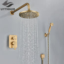 GobekUsa Brass 8" Rainfall Shower Faucet Set Wall Mounted Mixer System for Bath