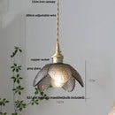 GobekUsa Amber Glass LED Pendant Light Fixture Nordic Modern Copper Hanging Lamp