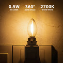 GobekUsa Dimmable LED Night Light Bulbs: E12 E14 Base, 0.5W, Warm White 2700K