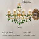 GobekUsa Green Crystal Chandelier for Living Room - Bohemian Style LED Pendant Lighting