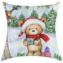 GobekUsa Christmas Pillowcase Deer Santa Tree Bear Print Cushion Cover