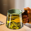 GobekUsa Glass Tea Cup Set with Wood Handle: High Quality & Heat Resistant Puer Cups