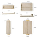 GobekUsa Beige Travertine Stone Tray with Golden Metal Handle