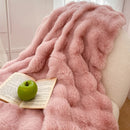 GobekUsa Gradient Pink Double Layer Faux Fur Winter Blanket