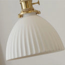 GobekUsa White Ceramic LED Pendant Light with Walnut Wood Accent - Modern Nordic Design