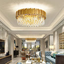 GobekUsa Golden Stainless Steel Crystal Chandelier: Modern Round LED Light for Dining Room